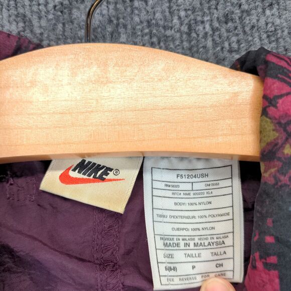 Vintage NIKE Windbreaker Jacket Women's Small Full Zip Floral Collar Purple - Picture 10 of 13